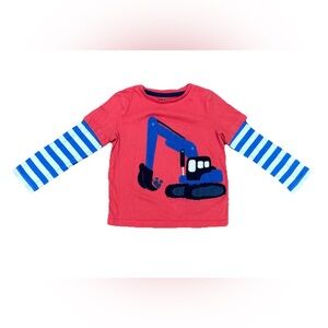 Mini Boden Bouclé Digger Mock Neck Cotton Graphic T-Shirt Boys Size 4-5 yrs